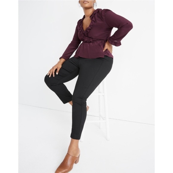 Madewell NWT Black Fraser Stretch Slim High Rise Pull On Ankle Ponte Pants - Picture 1 of 8